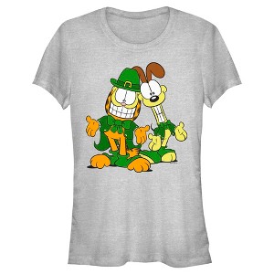Juniors Womens Garfield St. Patrick's Day Odie and Garfield Leprechaun Duo T-Shirt - 1 of 4