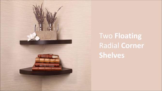 (Set of 2) 11.5" x 1.5" Radial Floating Corner Shelves - Danya B., 5 of 8, play video