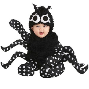 HalloweenCostumes.com Itty Bitty Infant Black Spider Costume. - 1 of 2
