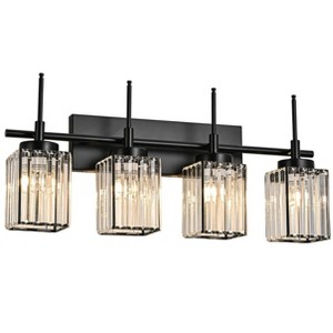 LLHZSY Modern Wall Light Sconce Dimmable Rectangular Wall Light Bathroom Crystal Vanity Light - Gold/Black - 1/2/3/4/5 Light - 1 of 4
