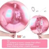 PartyWoo Pink Foil Balloons, 3 pcs 50 Inch Round Foil Balloons, Giant 4D Foil Balloons and Ribbon - 4 of 4