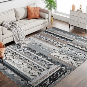Garvee Area Rug for Living Room, Washable Rug Farmhouse Neutral Rug, Geometric Rug Low Pile Non-Slip Soft Rug for Dining Room Bedroom - 1 of 4