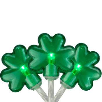 Northlight LED St Patrick's Day Shamrock String Lights with Timer - Green - 5.5' Clear Wire - 20ct