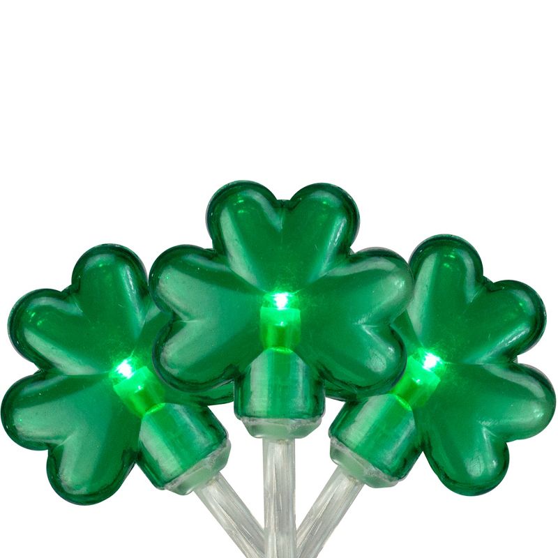 Northlight 20-Count Green LED Mini St Patrick's Day Shamrock Lights - 7ft Clear Wire, 1 of 6