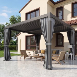 EROMMY 12 Ft. W x 12 Ft. D Louvered Pergola, Outdoor Aluminum