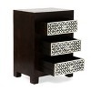 Benewah Handcrafted Boho 3 Drawer Mango Wood Nightstand - Christopher Knight Home: Exotic Inlay, Storage - 3 of 4