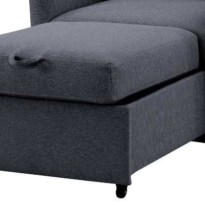 Navy Blue Convertible Sleeper Accent Chair with Wood Legs