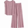 Ekouaer 2 Piece Lounge Sets for Women Matching Summer Outfits Casual Ribbed Knit Cap Sleeve Wide Leg Pants Sets - 4 of 4