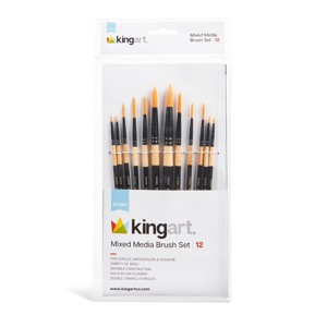 KINGART Brush Set Gold Nylon 12 Rounds - 1 of 4