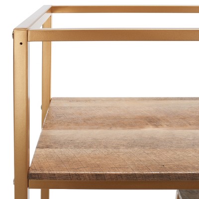 Rege Gold and Wood 7-Shelf Asymmetric Etagere