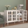 COMHOMA White Fluted Cabinet with Glass Doors, Vintage Style Storage Credenza with Adjustable Shelves for Dining Room - 4 of 4