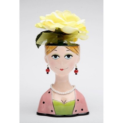 Hand-Painted Ceramic Lady Vase with Pearl Necklace