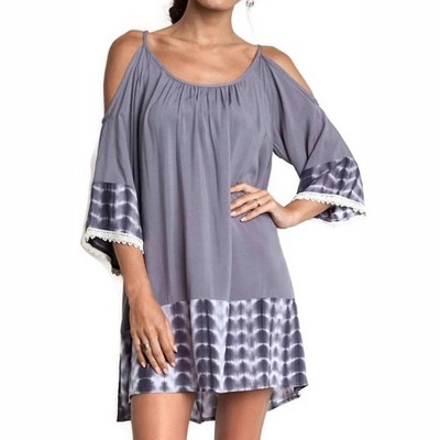 Women's Tie Dye Cold Shoulder Tunic Dress - KORI