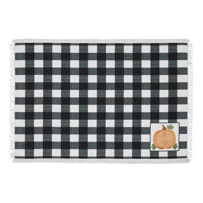 Annie Black Check Pumpkin Placemat Set of 2 13x19 VHC Brands