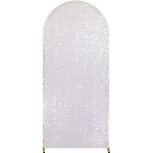 Bling Arch Backdrop Cover, Sequin Wedding Arch Stand Cover with Zipper, Round Top Fitted Backdrop Covers for Birthdays, Wedding and Party Decoration - 1 of 4