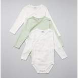 Stellou & Friends Cotton Crossbody Long Sleeve Onesies - 3 pk of Bodysuits for Babies