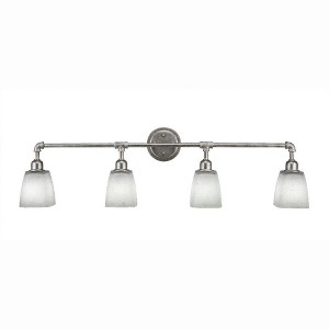 Toltec Lighting Vintage 4 - Light Vanity in  Aged Silver with 4.5" Square White Muslin Shade - 1 of 1