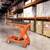 VEVOR Hydraulic Lift Table Cart, 1100lbs Capacity 35.4" Lifting Height, Manual Single Scissor Lift Table with 4 Wheels and Non-slip Pad,Orange&Black - 2 of 4