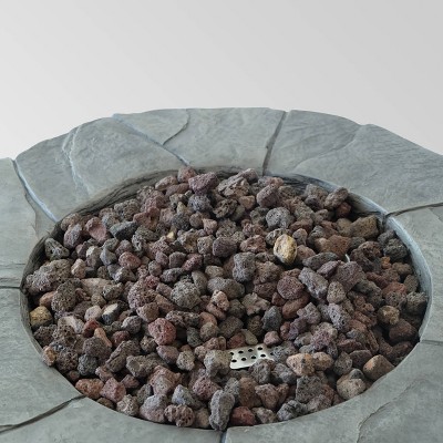 Gray Lightweight Concrete Circular Gas Fire Pit Table