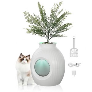 VEVOR Plant Cat Litter Box, Smart Odor Control System, Hidden Cat Litter Box with 9.48 in Large Entrance, Lighting Decoration & Sturdy ABS Material - 1 of 4