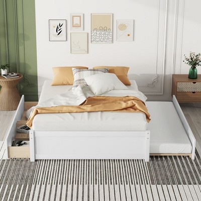 Full-Size Bed with Twin Trundle and Two Drawers in Espresso Finish