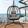 Foldable Rattan Hammock Chair,PE Rattan Hammock Chair with Cushion for Indoor Outdoor,Hanging Hammock Chair for Patio Balcony Garden-Coolbibila - 3 of 4