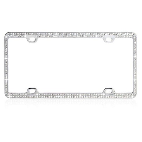 Black Rhinestone License Plate Frame On Car