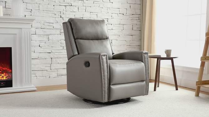 Hilario Fall 30.31''Wide Genuine Leather Swivel Rocker Recliner  Deal of the day | ARTFUL LIVING DESIGN, 2 of 12, play video