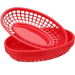 Aoibox 6Pcs Red-Oval Plastic Fast Food Serving Baskets, Great for Burgers, Fries, Sandwiches, Dishwasher and Microwave Safe - 1 of 4