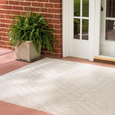Sabrina Soto Beige 8' x 10' Geometric Flat-Woven Outdoor Rug
