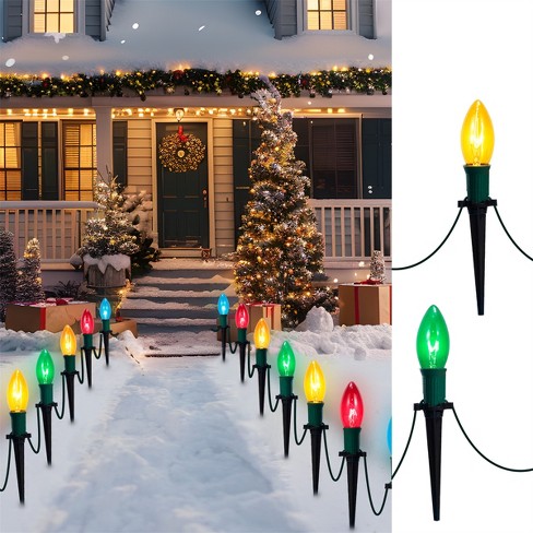 Joyfy C9 Christmas Pathway Lights 30.75ft 24 Bulbs Outdoor Christmas Decorations Lights For Holiday Xmas Outside Yard Garden Party Walkway Decor Target