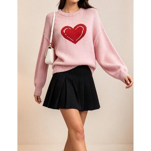 YESFASHION Women's Pullover Sweater Long Sleeve Crew Neck Heart ...