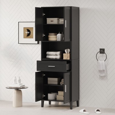 NicBex 70.9" Tall Bathroom Floor Cabinet,Bathroom Shelves with 4 Soft-Close Doors,Storage Cabinet with a Drawer for Living/Laundry Room