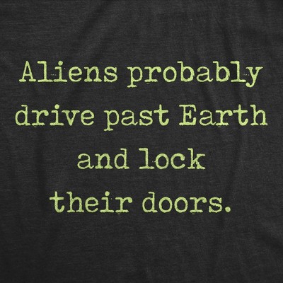 Мужские футболки Crazy Dog T-Shirts, Inc. Mens Aliens Probably Drive Past Earth and Lock Their Doors T Shirt Funny UFO Tee - Crazy Dog Men's T Shirt With Sarcastic Sayings Black M — фото 2