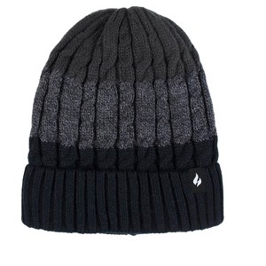 Heat Holders Men's Mavis Cable Knit Roll Up Hat  Black/charcoal One Size | Size One Size - Black/charcoal - 1 of 3