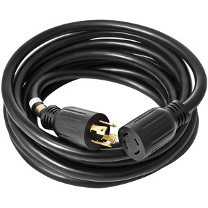 VEVOR 50 FT 30 Amp Generator Extension Cord SJTW 10 AWG 4 Prong, NEMA L14-30P 125/250V Heavy Duty Power Cord with Twist Lock Connector, Black - 1 of 4