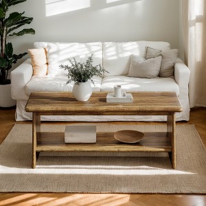 Hommoo Vintage Coffee Table with Storage Shelf Brown - 1 of 4