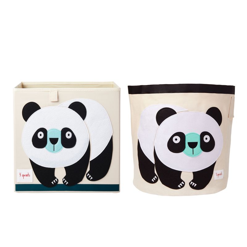 3 Sprouts Foldable Fabric Storage Cube Box Soft Toy Bin & Canvas Storage Bin Laundry and Toy Basket for Baby and Kids, Panda Bear Design, 1 of 6