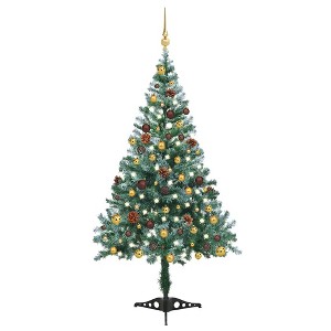Frosted Pre-lit Christmas Tree with Ball Set&Pinecones 59.1" - 1 of 4