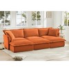 Oversized 120" Chenille Slipcovered 3 Seater Modular Sleeper Sectional Sofa Bed with French Edges and Removable Covers, 6-Piece Free combination - 3 of 4