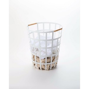 Yamazaki Home - Wire Basket (18" H) - Steel + Wood - 1 of 4