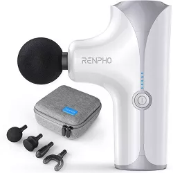 RENPHO Deep Tissue Whole Body Massager Gun Electric Percussion Muscle Body Massager for Athletes, Gifts for Women, Men, Small & Quiet Portable Massage Gun with Carrying Case (White)