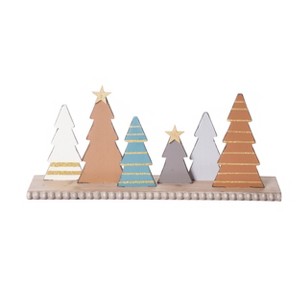 Transpac Wood 18.88 in. Multicolor Christmas Dimensional Tree Mantle - 1 of 4