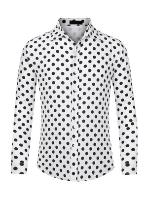 Lars Amadeus Men's Button Down Long Sleeves Casual Polka Dots Print Shirts
