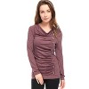 Allegra K Women's Cowl Neck Long Sleeves Buttons Decor Solid Ruched Top - 3 of 4