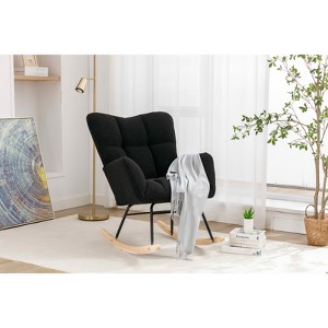 MAYEERTY Teddy Fabric Nursery Rocking Chair, Indoor Living Room Use, Black - 1 of 4