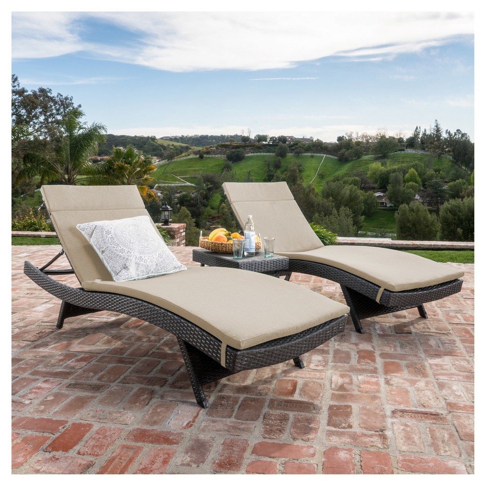 Salem 3pc Gray Wicker Lounge and Coffee Table – Textured Beige – Christopher Knight Home  – For the Patio​