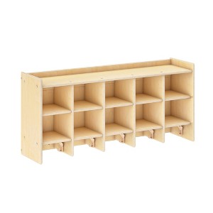Guidecraft EdQ 10-Section Wall Mounted Locker, Kids Wooden Classroom Storage w/ Cubbies, Compartment Storage w/ Bins & Hooks for Playroom & Preschool - 1 of 4