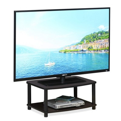 Dark Walnut 2-Tier Rectangular TV Stand with PVC Poles
