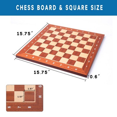 15.75" Brown Maple and Sapele Professional Tournament Chess Board